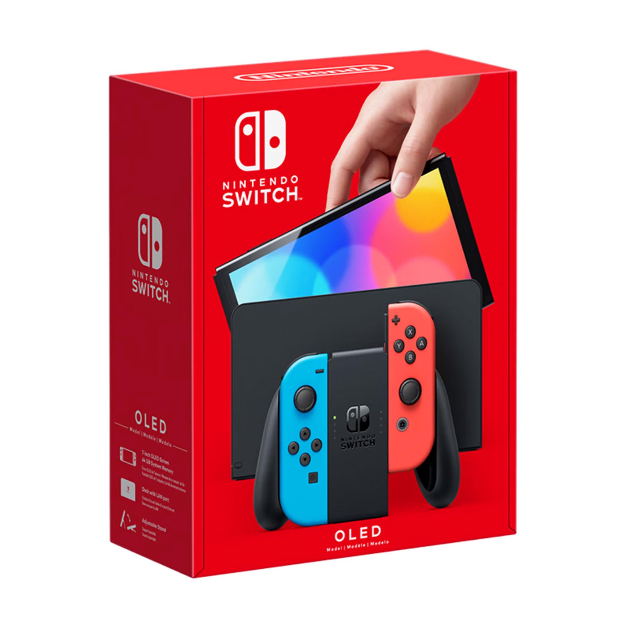 Nintendo Switch OLED Model (Neon Red/Blue) Bundle with Extra Joy-Con, Dock & Accessories | Includes Signature Series Case & Earphones | Perfect for Gaming on the Go, Travel & Family Entertainment