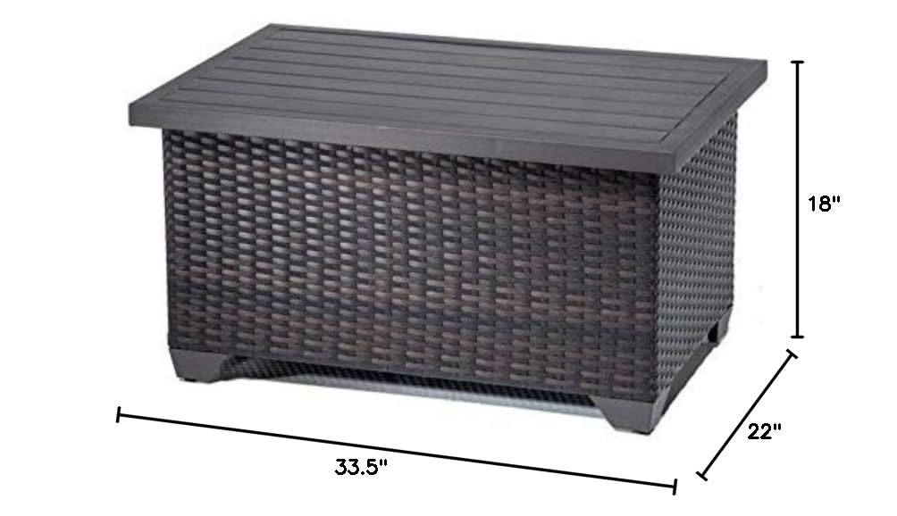 BOWERY HILL Espresso Brown Outdoor Wicker Coffee Table - Weather-Resistant Patio Furniture for Garden, Poolside & Backyard Decor