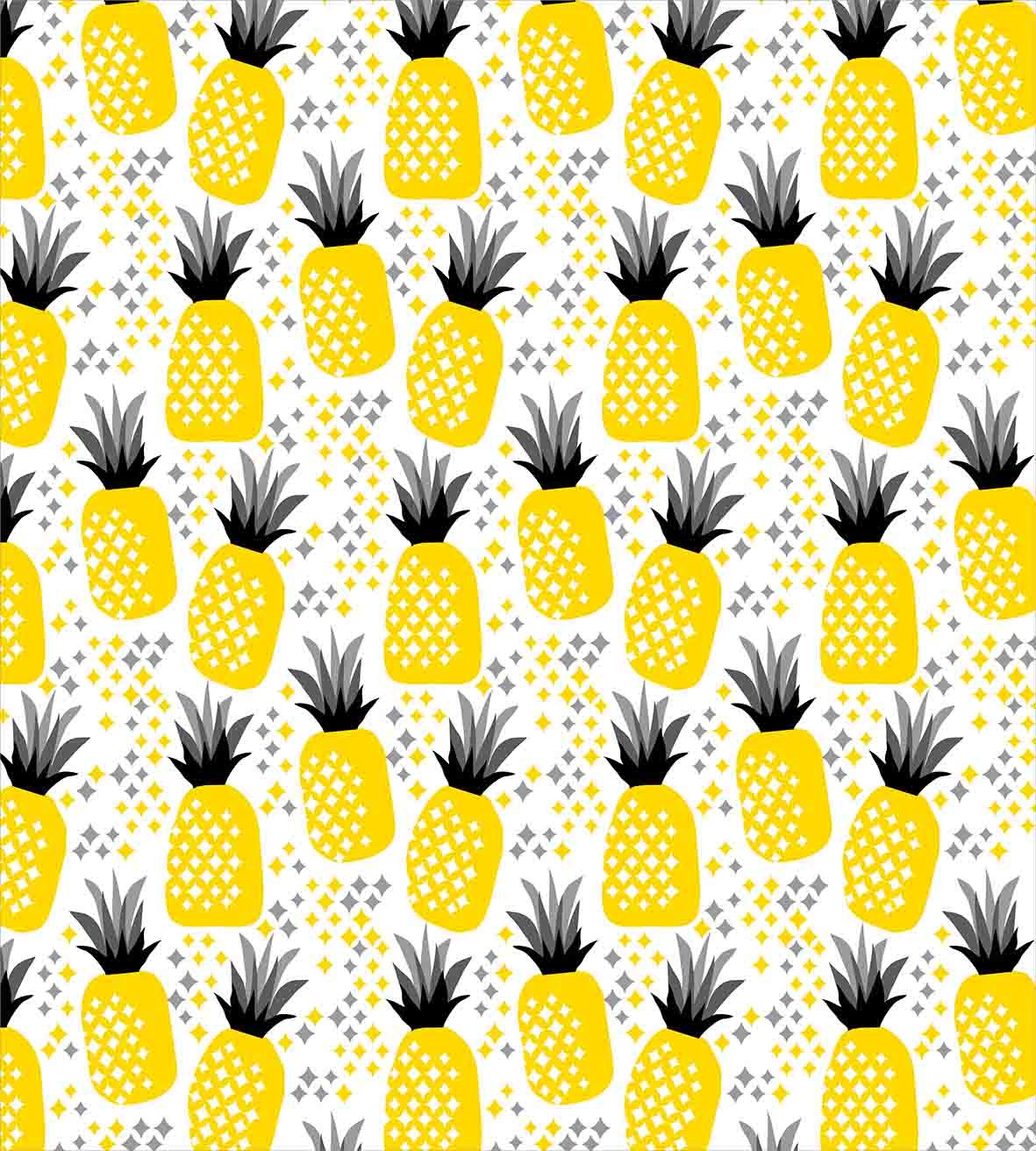 Ambesonne Exotic Duvet Cover Set Queen Size - Tropical Pineapple Print 3 Piece Bedding with 2 Pillow Shams, Yellow Grey Black Coastal Theme for Beach & Island Decor | Perfect for Guest Rooms, Vacation Homes & Tropical Bedroom Makeovers
