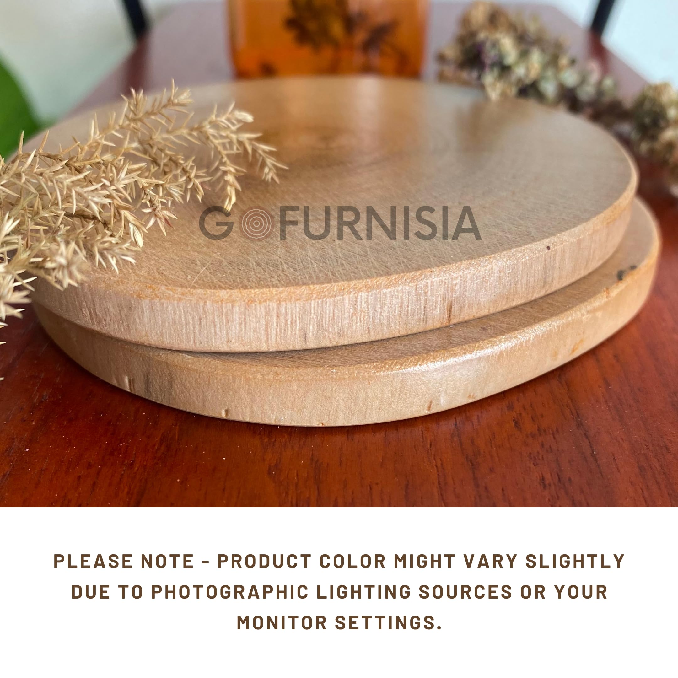 GOFURNISIA ® Set of 2 Rustic Wooden Coasters for Drinks - Natural Solid Wood Log with Finished Edge - Perfect for Dining Table, Coffee Table & Home Decor