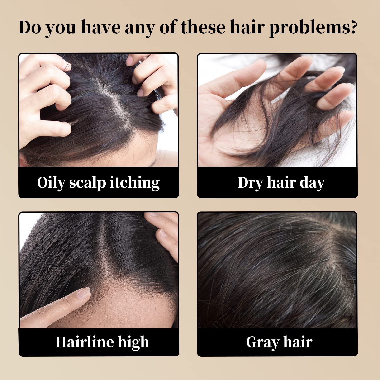 Natural 3-in-1 Herbal Black Hair Dye Shampoo for Men - Gray Hair Coverage & Color Treatment - Gentle Hair Coloring Solution for Home Use & Daily Styling