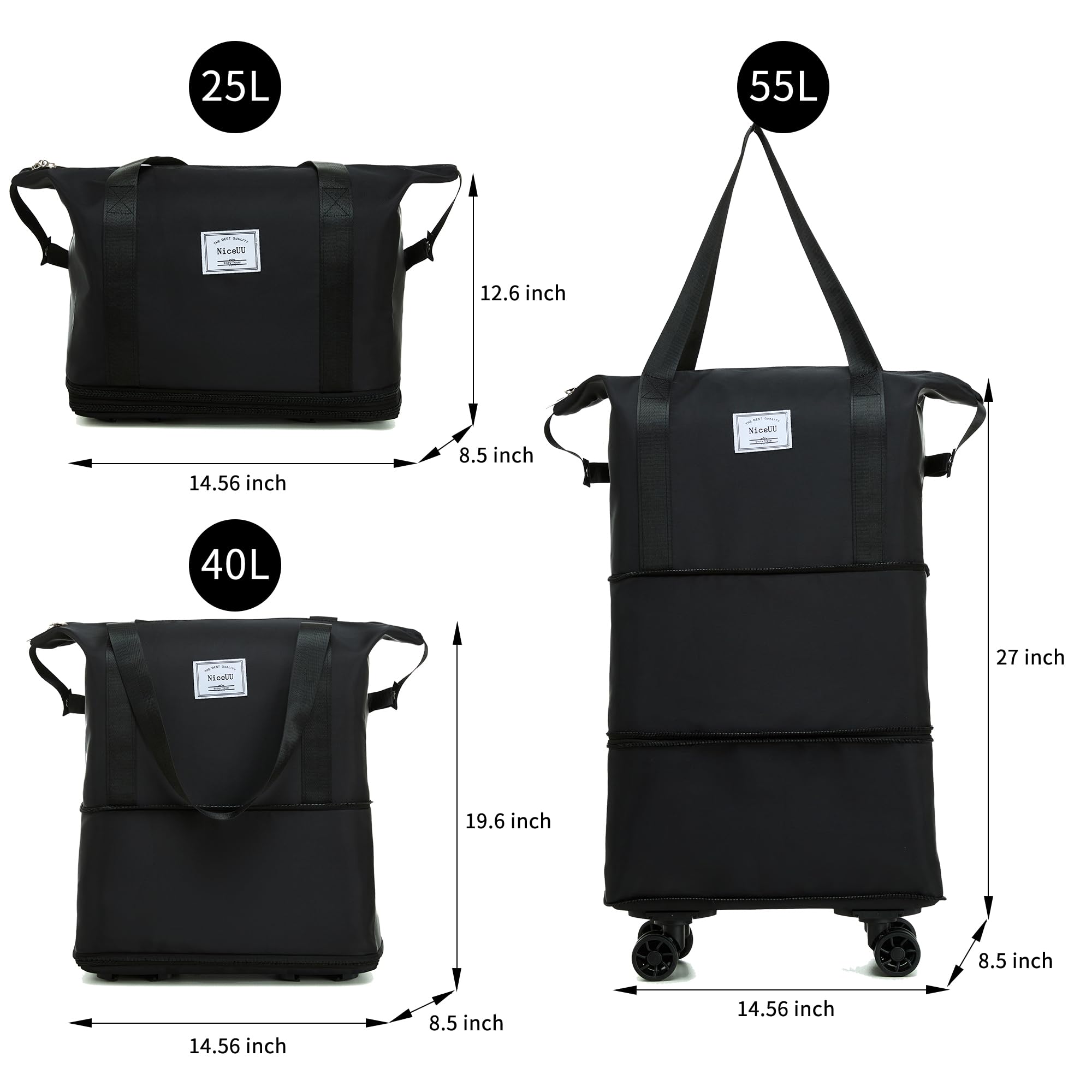 Expandable & Foldable Luggage with Wheels - Lightweight Carry-On Suitcase for Air Travel, Detachable Roller Spinner for Business Trips & Vacations | Perfect for Weekend Getaways, Business Travel & Family Holidays