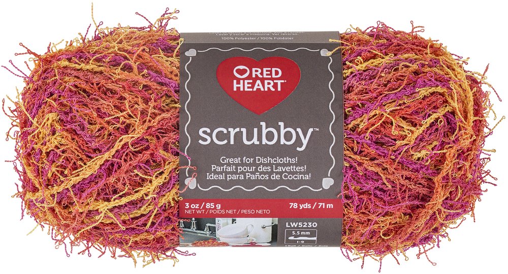 Red Heart Scrubby Yarn - Zesty Multicolor Crochet & Knitting Yarn for Dishcloths, Scrubbies & Bath Accessories | Perfect for Kitchen Cleaning & DIY Crafts