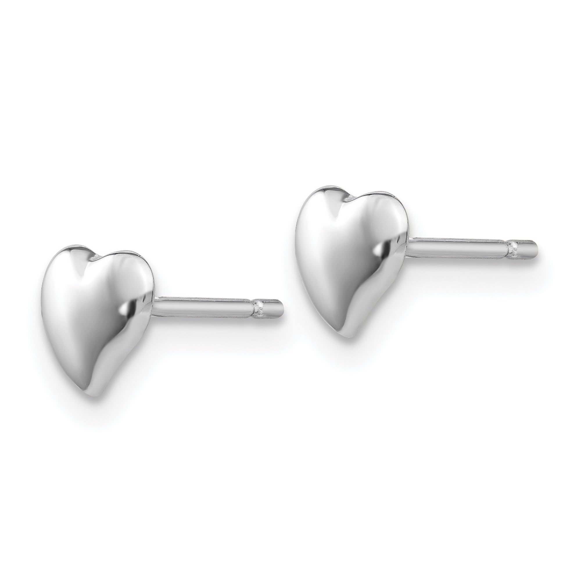 14K White Gold Heart Stud Earrings - 3x3mm Polished Post Earrings for Women - Perfect for Valentine's Day, Anniversary & Everyday Wear