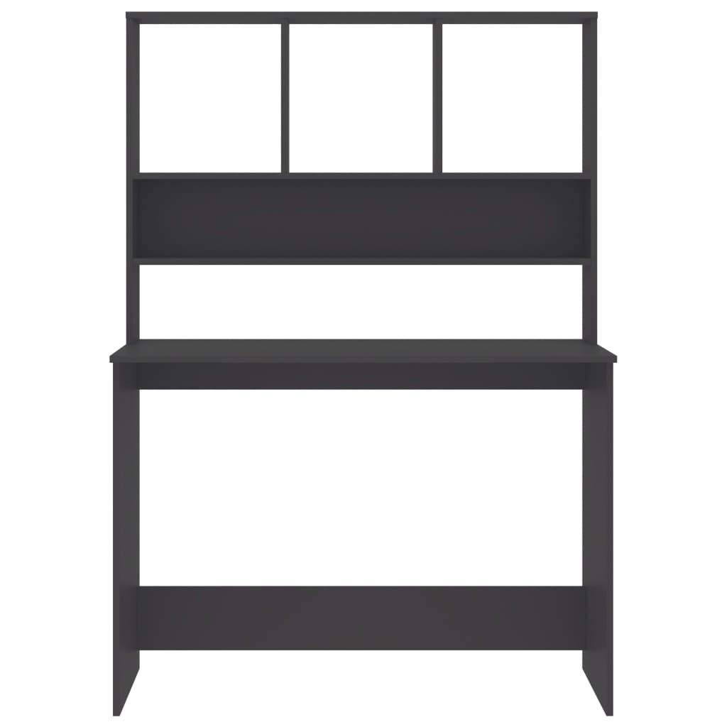 vidaXL Computer Desk with Bookshelves - Home Office Desk with Storage, Gray Engineered Wood - Perfect for Living Room, Bedroom & Small Space Workstations