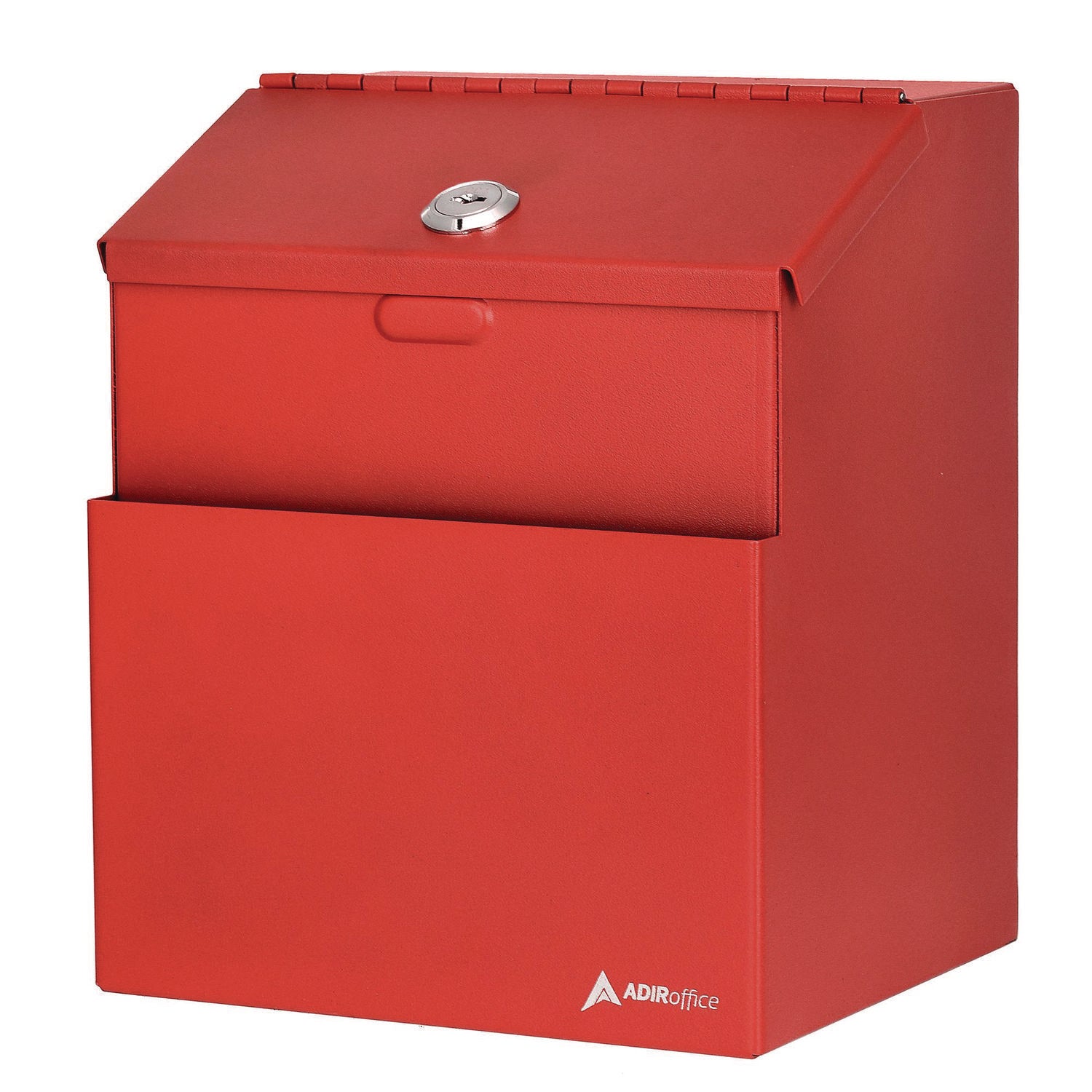 AdirOffice Wall Mountable Steel Suggestion Secure Drop Box with Key - 7 x 6 x 8.5 Inches, Stainless Steel 304, Red - Perfect for Offices, Schools, and Public Spaces for Secure Document Collection