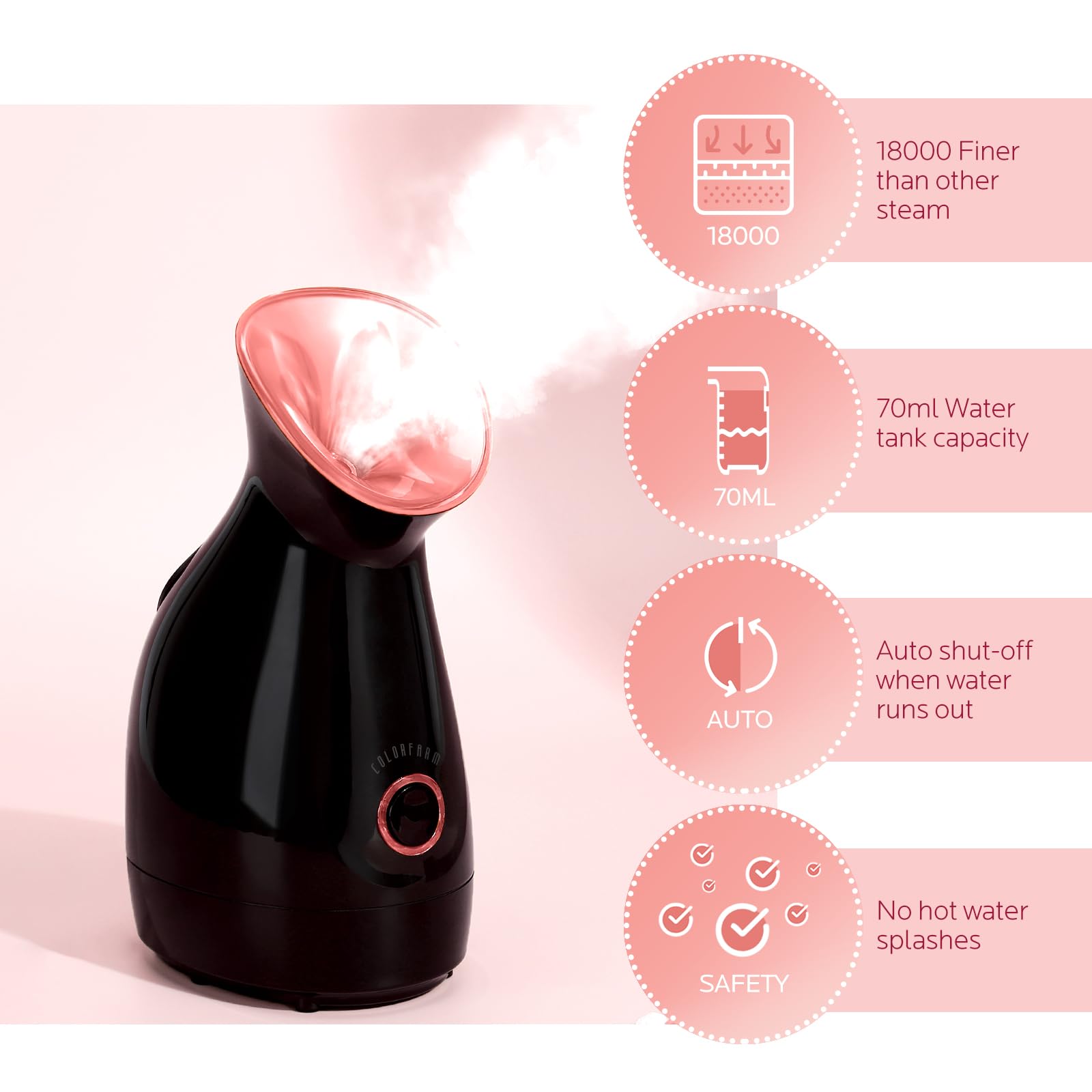 Colorfarm Nano Ionic Facial Steamer - Professional Deep Pore Cleanser with Warm Mist for Women & Men | Home Spa, Sinus Relief & Skin Hydration | Perfect for Acne Treatment, Blackhead Removal & Relaxation