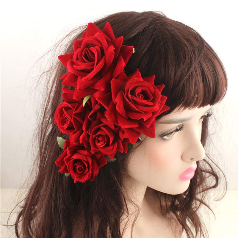 FAMEZA 4-Piece Rose Hair Clips Set - Bridal Hairpins, Floral Brooches for Women & Girls - Perfect for Weddings, Parties & Special Occasions
