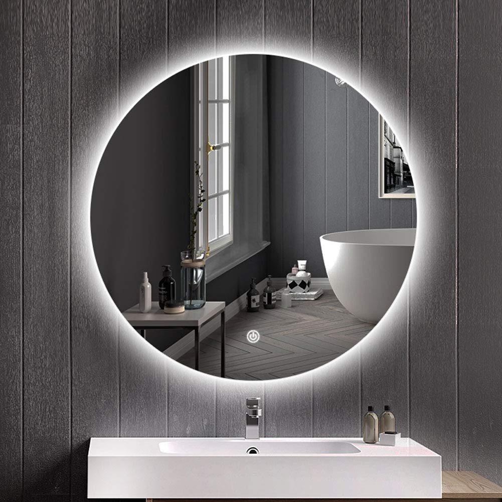 L&ED LED Bathroom Mirror - Round Wall Mounted Makeup Mirror with Backlight, Waterproof & Energy Saving - Perfect for Vanity, Dressing Room and Bathroom Decor