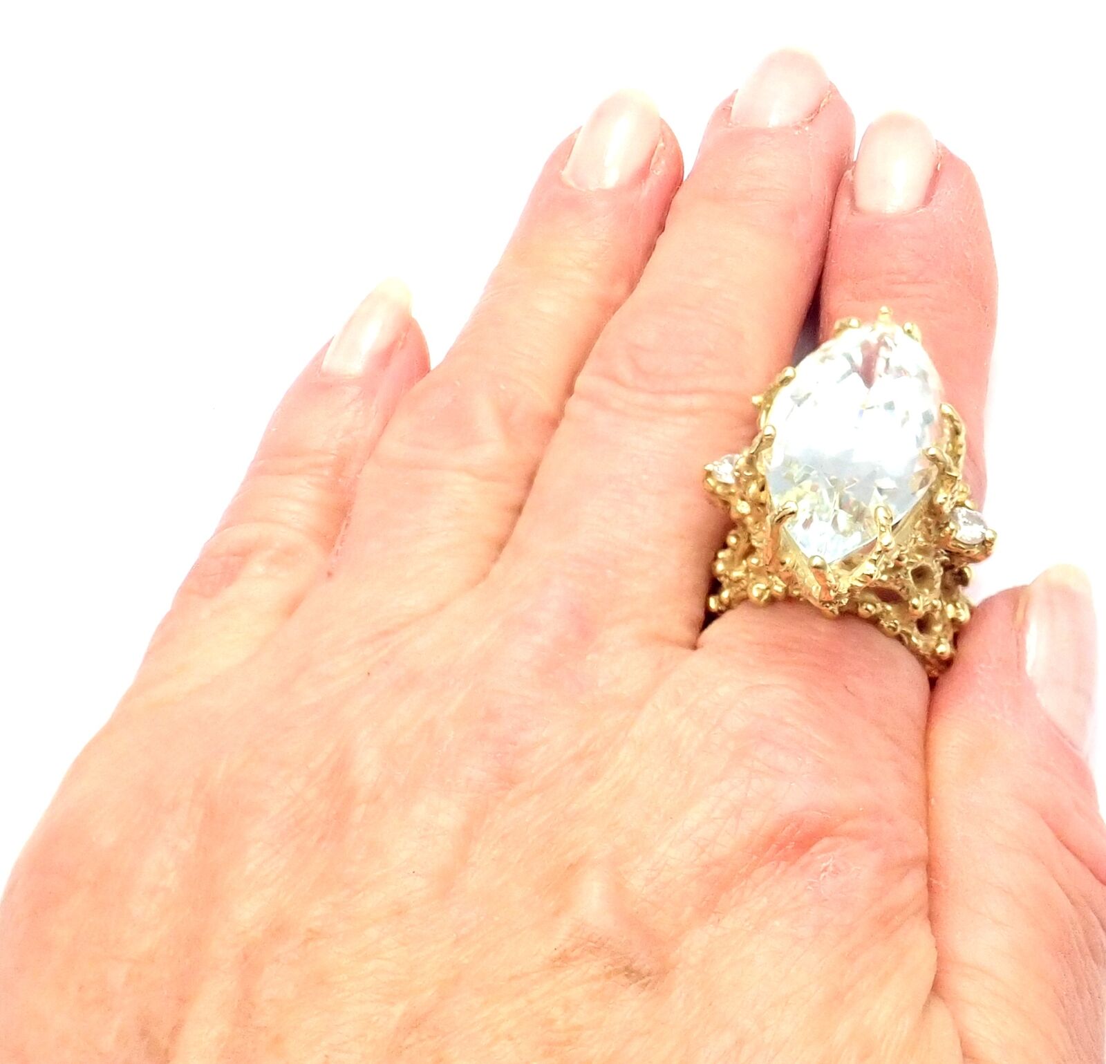 Authentic House of Murat 25ct Aquamarine Diamond Ring - Luxury Statement Jewelry for Weddings, Anniversaries & Special Occasions