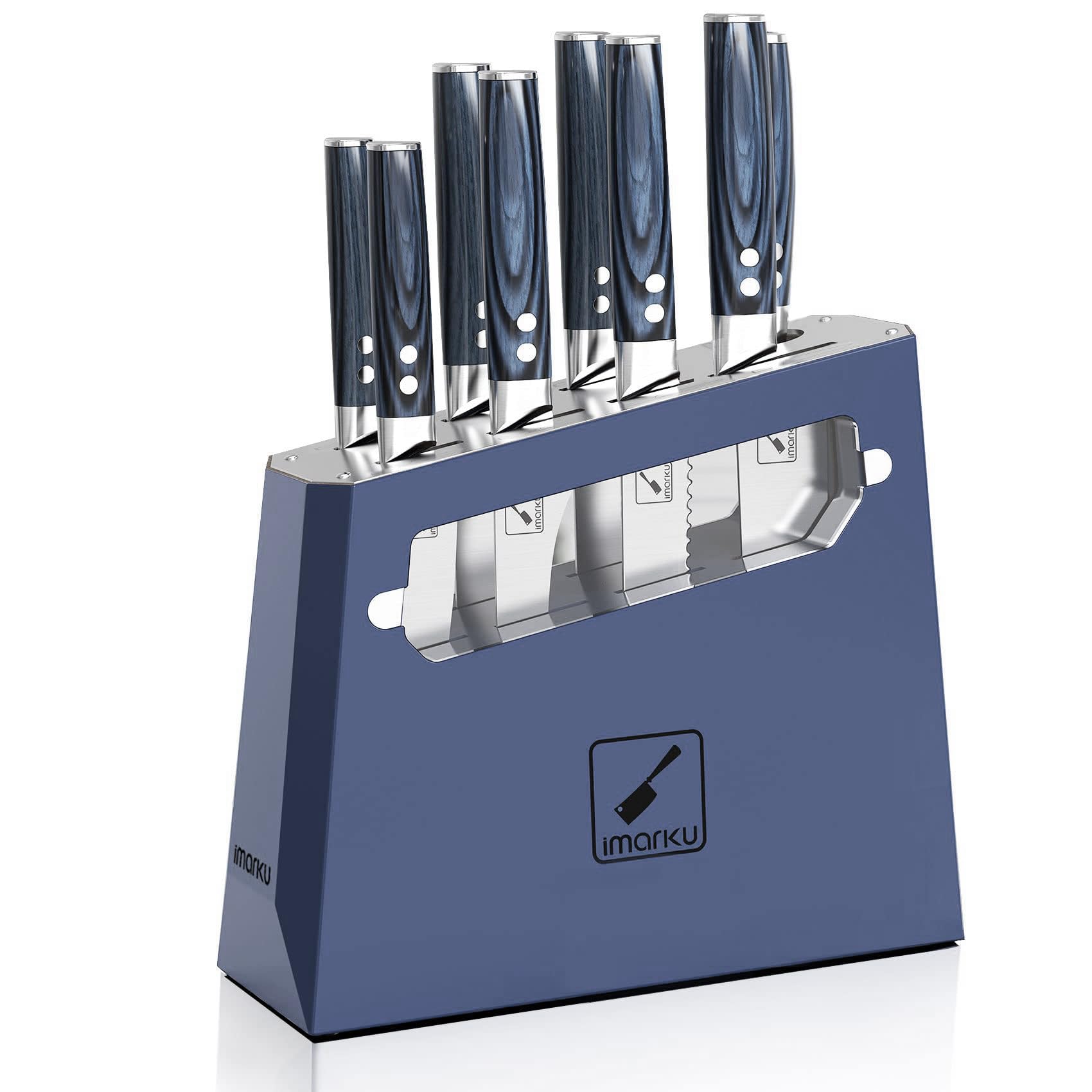 **Imarku 9-Piece Premium Chef Knife Set with Block - Professional Kitchen Knives, Knife Sharpener, Ergonomic Handle, Food-Grade Stainless Steel - Perfect for Home Cooking, Gifts for Chefs, Christmas Gifts for Men & Women**