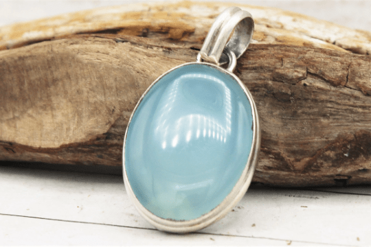 Blue Chalcedony Pendant Necklace - Natural Stone Jewelry for Women - Perfect for Everyday Wear, Gifts & Spiritual Healing
