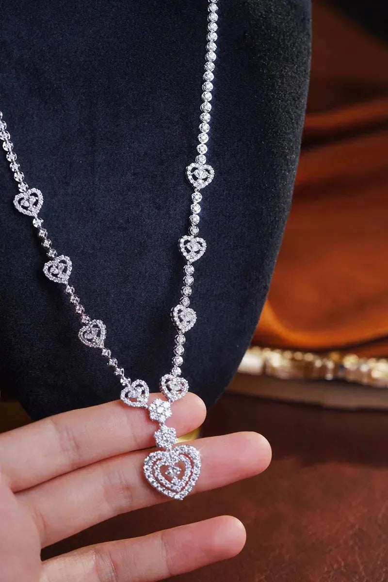 18K White Gold Vintage Palace Style Diamond Necklace for Women - 5.3 Carat Real Natural Diamond Wedding Jewelry | Perfect for Bridal, Anniversary, and Special Occasion Gifts