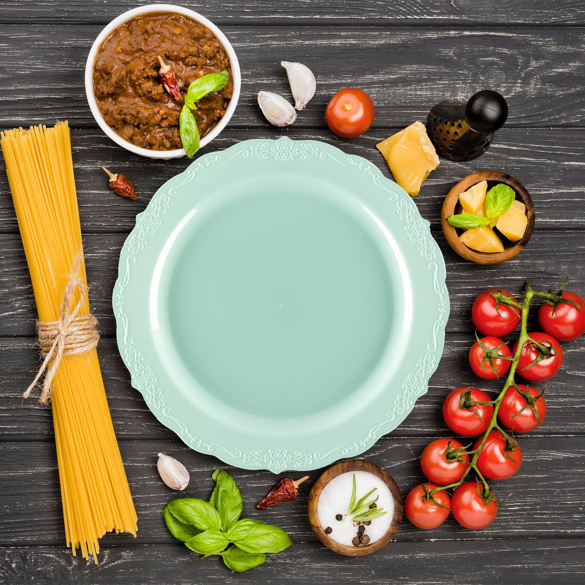 Elegant Disposable Plastic Dinner Plates 10 Inch - 120 Count Heavy Duty Turquoise Party Plates for Weddings, Birthdays & Events | Durable Disposable Tableware for Catering, BBQs & Special Occasions