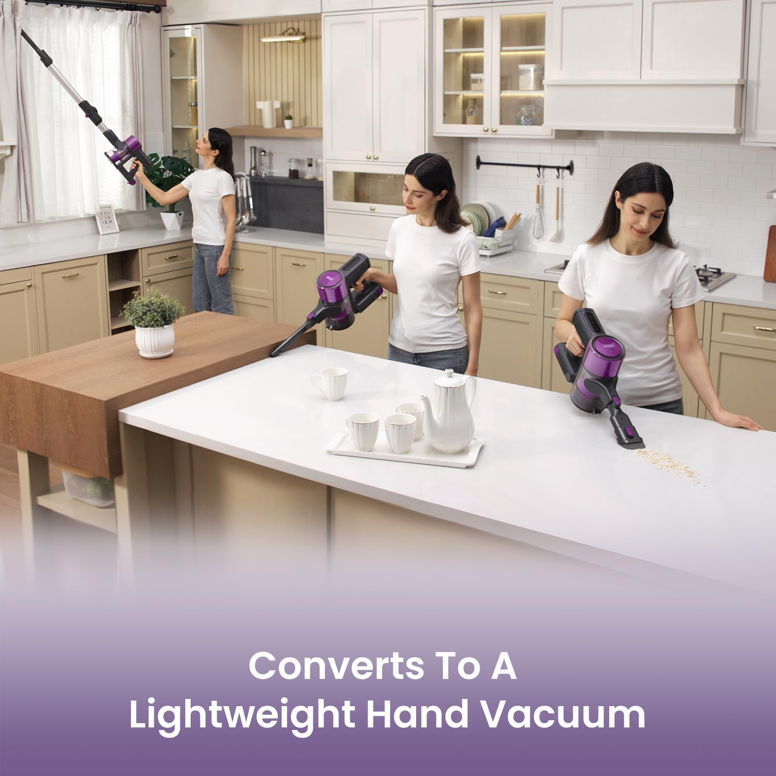 Gevi Cordless Stick Vacuum Cleaner for Home - Powerful Suction, Bendable Wand, Ultra Long Battery Life - Ideal for Hardwood Floors, Carpets & Pet Hair - Perfect for Quick Cleanups & Deep Cleaning
