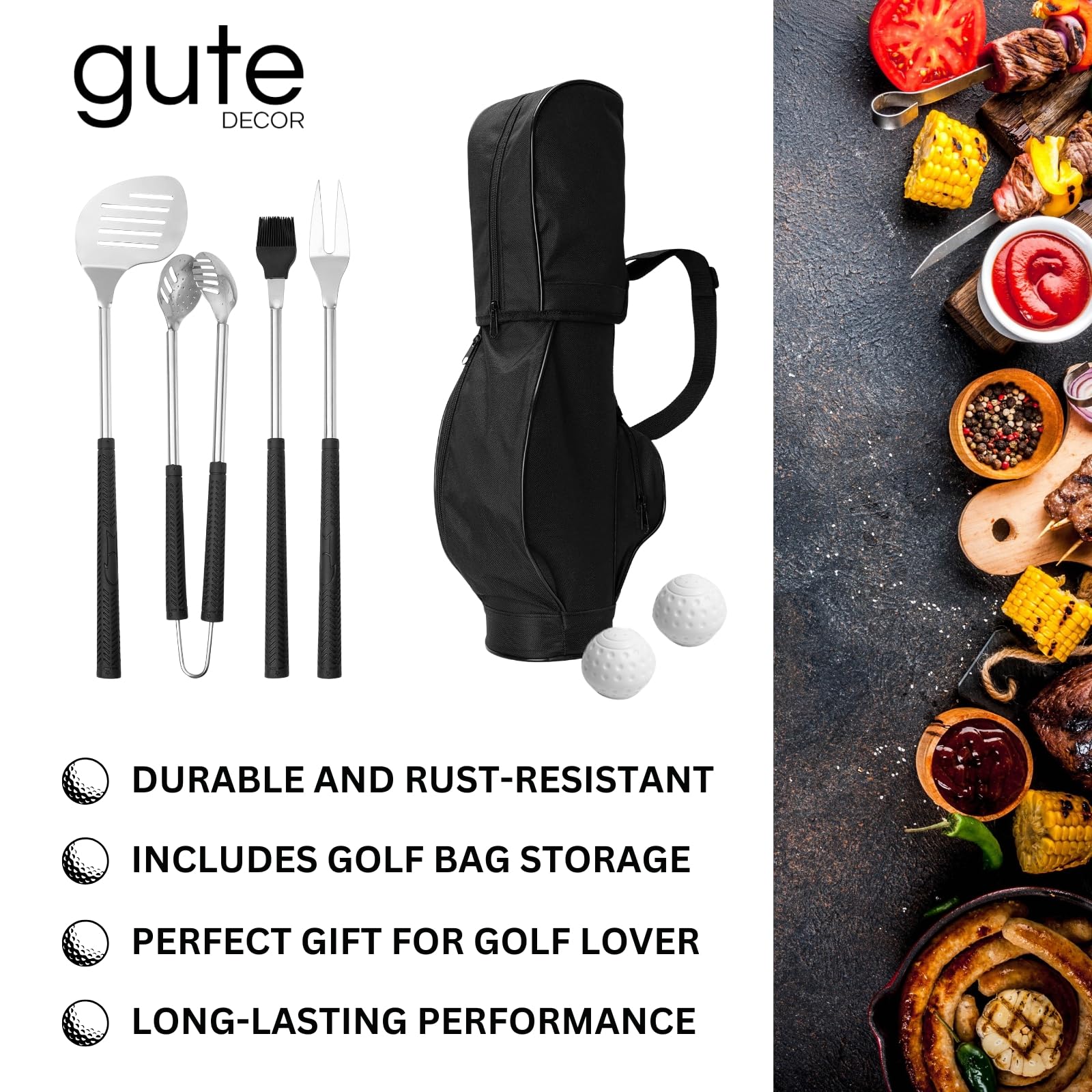 Premium 7-Piece BBQ Grill Tools Set with Rubber Handles - Stainless Steel Grilling Accessories for Outdoor Cooking | Perfect Golf Gifts for Men, Dad & Father's Day | Ideal for Backyard BBQs, Tailgating & Camping Trips