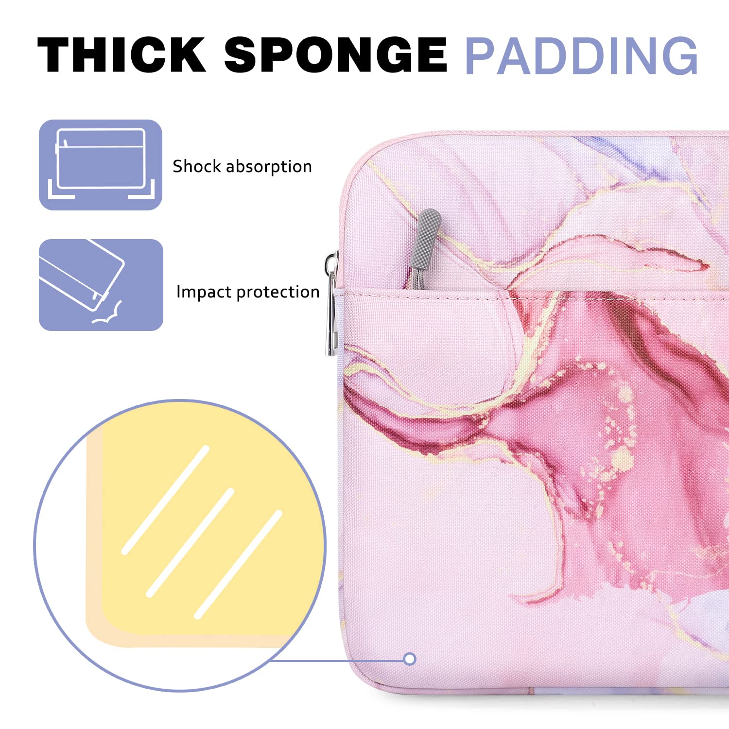 MoKo 9-11 Inch Tablet Sleeve Case for iPad Air/Pro (2025-2017 Models) - Lightweight Protective Cover with Soft Lining, Perfect for Travel, School & Office - Cloudy Pink