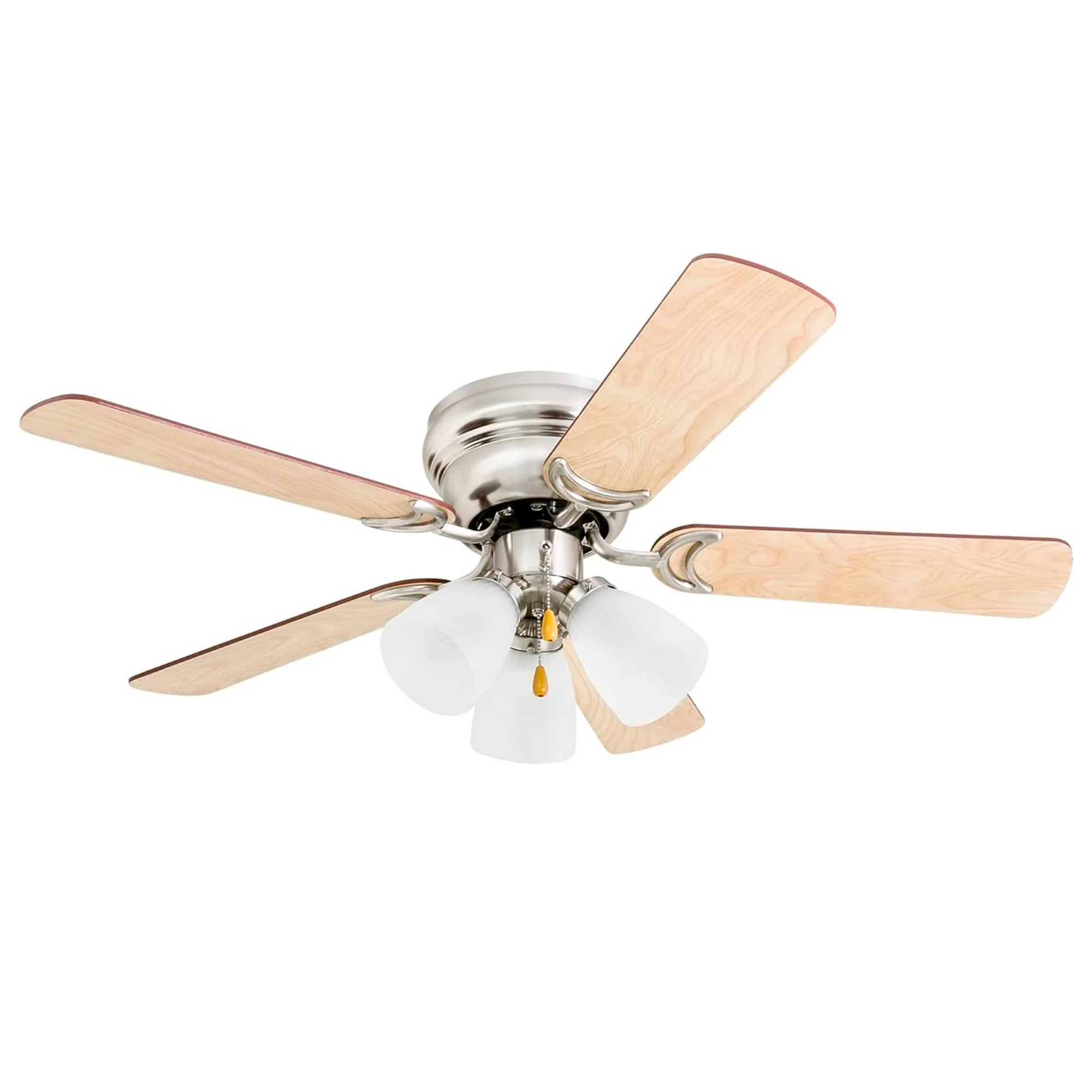 42 Inch Whitley Ceiling Fan with Pull Chain in Satin Nickel Finish - Perfect for Living Room, Bedroom & Outdoor Spaces