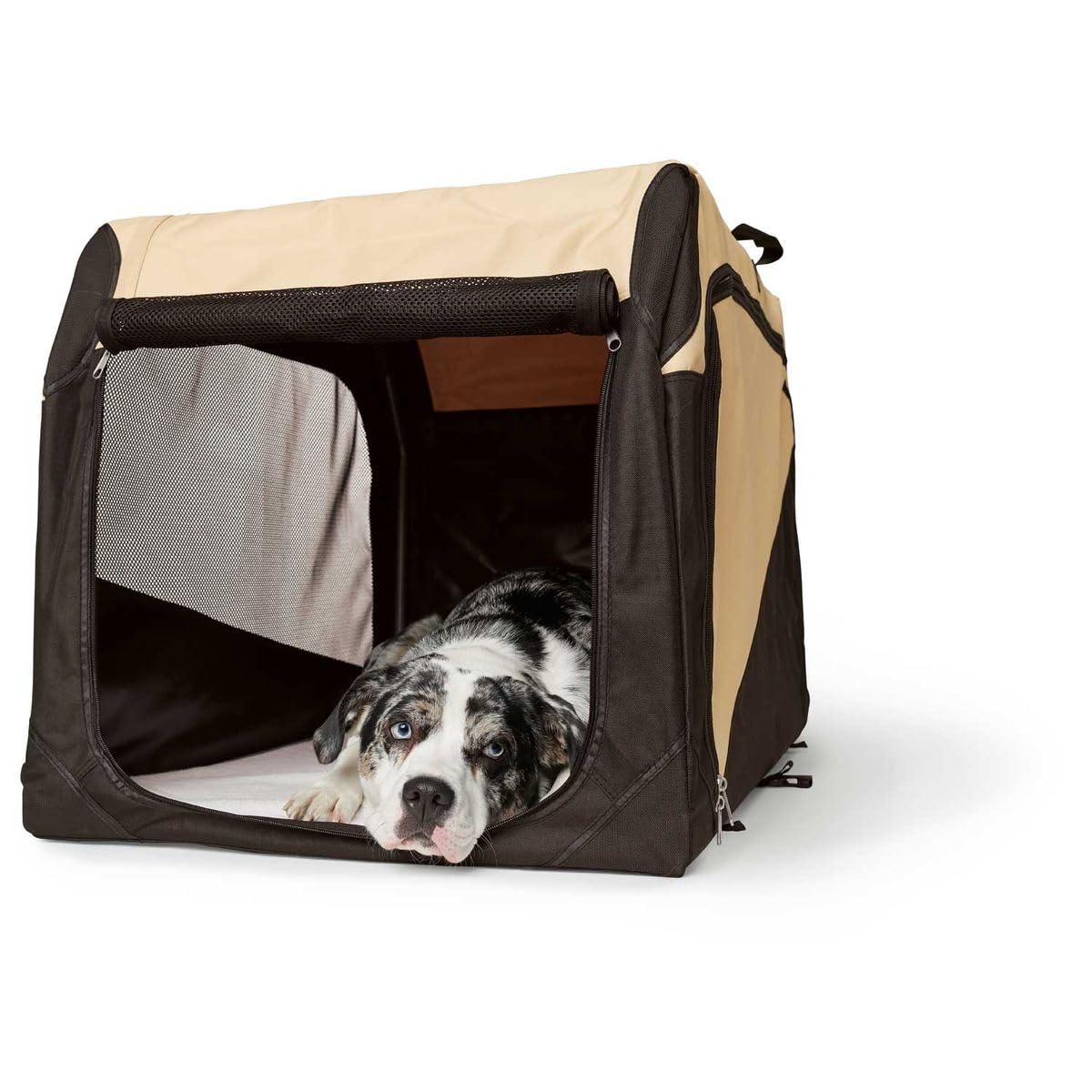HUNTER 44956 Small Dog Carrier Travel Box - Beige & Black Pet Transport Crate for Car, Airplane & Vet Visits | Durable & Comfortable Pet Travel Solution