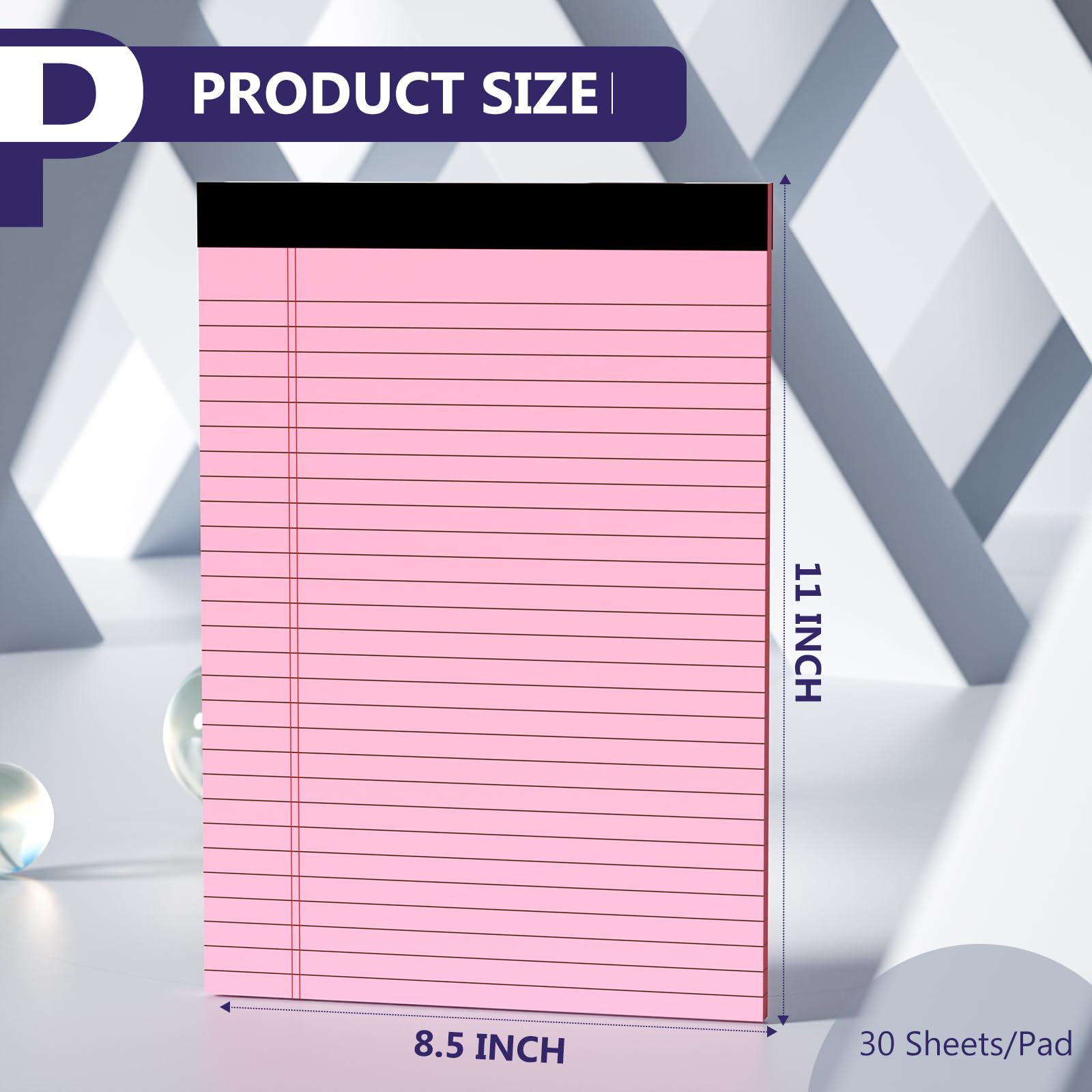 4-Pack Colored Legal Pads 8.5 x 11 Inches - Wide Ruled Perforated Notepads, 30 Sheets 80GSM Paper for School, College & Office Use - Perfect for Note Taking, Meeting Minutes & Daily Planning