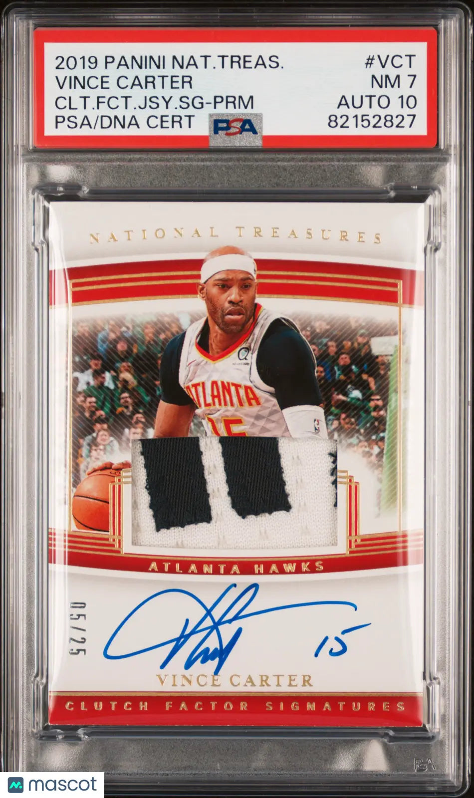 2019 National Treasures Clutch Factor Jersey Signatures Vince Carter PSA 7/25 - Rare Basketball Memorabilia for Collectors & Fans - Perfect for Display in Home, Office or Man Cave