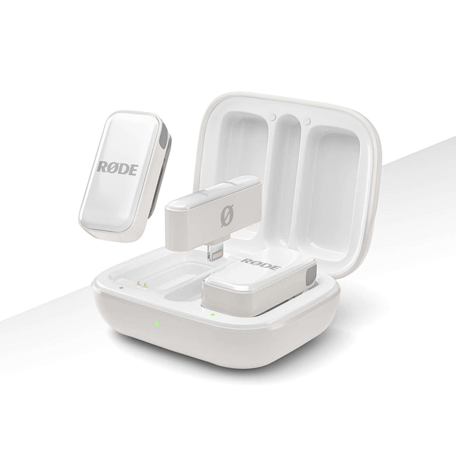 RØDE Wireless Micro - Compact Wireless Microphone System with 2 Mics & Charging Case for Smartphone, DSLR, YouTube, Vlogging - Lightning Connector, White - Perfect for Content Creation, Live Streaming & Interviews
