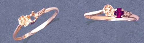 10K Solid Yellow or White Gold Rose & Leaf Fashion Pre-Notched Blank Ring - Size 4-7 (Setting 143-675) | Affordable Wedding Band, Promise Ring, Anniversary Gift for Her