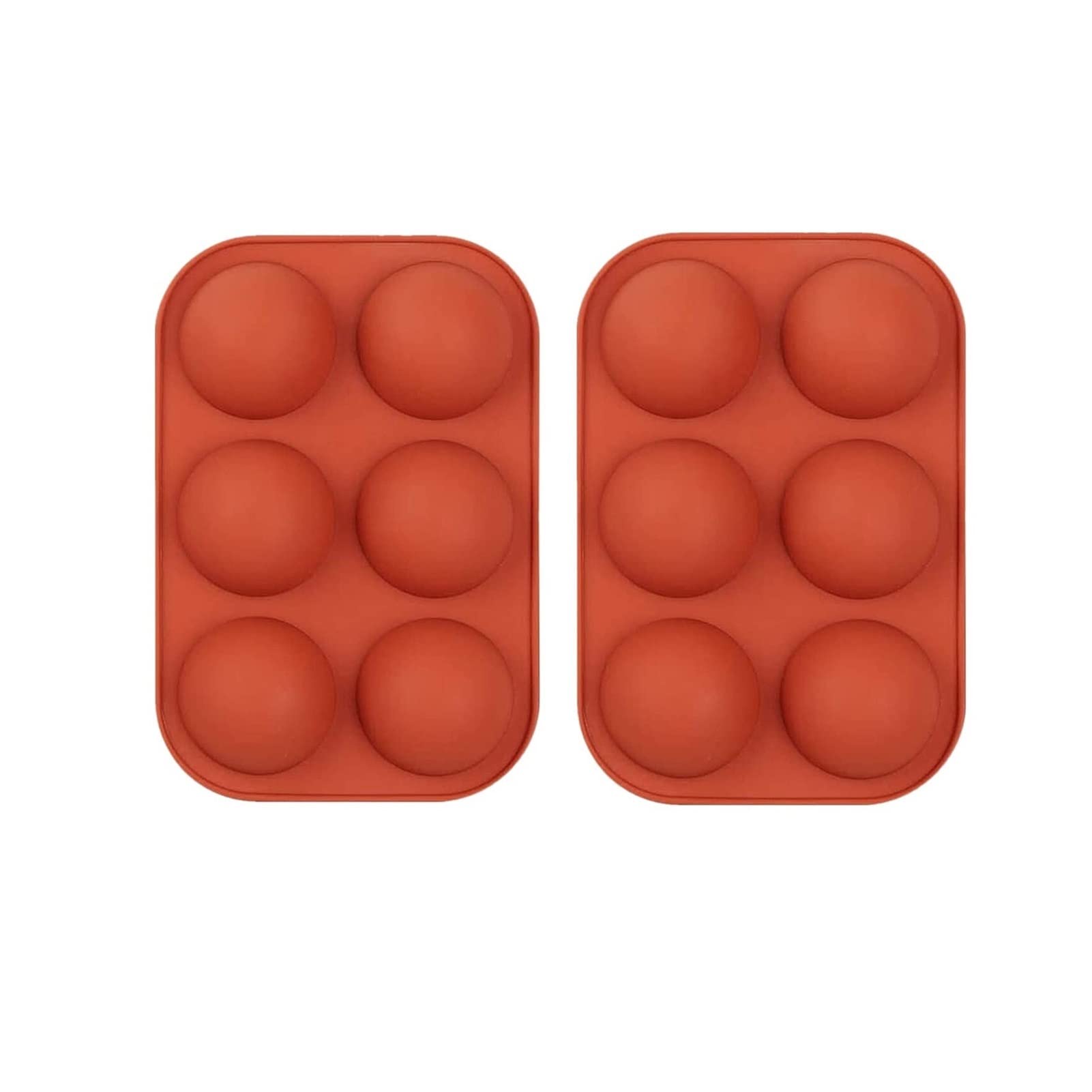2-Pack 6-Cavity Silicone Hemisphere Molds for Baking - Perfect for Chocolate Bombs, Cake Domes, Jelly Desserts & Mousse (Brown) | Ideal for Holiday Treats, Party Desserts & DIY Baking Projects