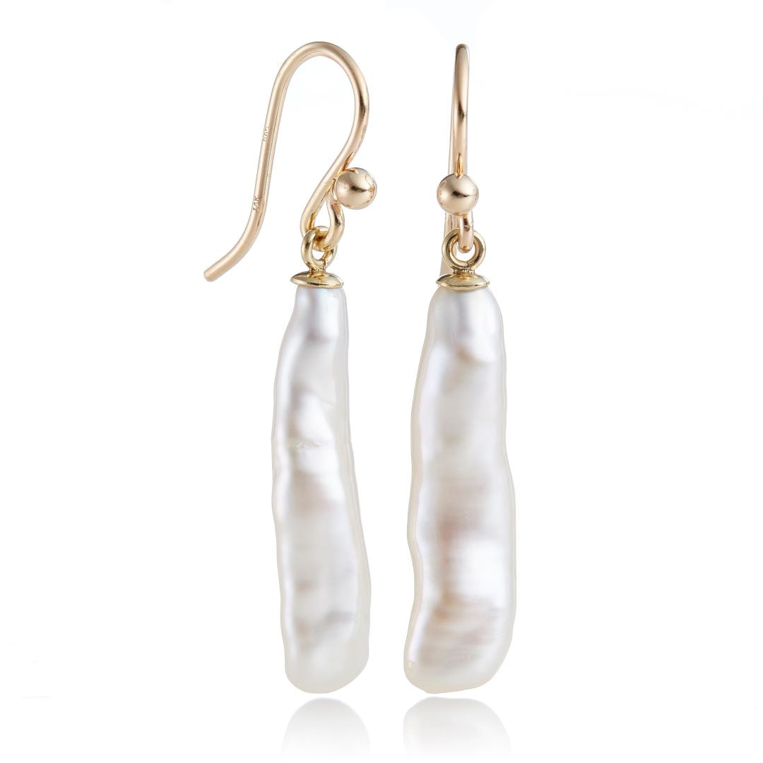 Exquisite Bamboo Pearl Drop Earrings for Women - Handmade Dangle Jewelry for Wedding, Party & Special Occasions
