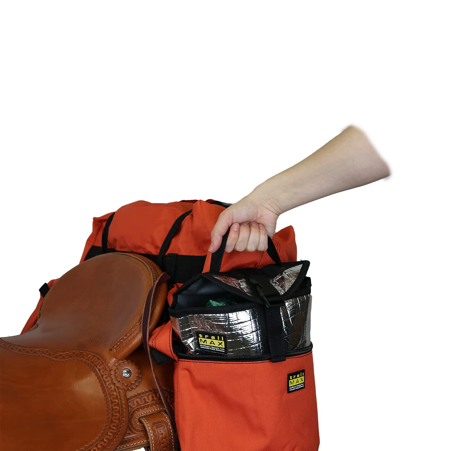 TrailMax Medium Insulated Horse Saddlebags for Trail Riding - Detachable Cantle Bag Included - Western & Endurance Saddle Accessories for Equestrian Adventures, Camping & Long Distance Rides