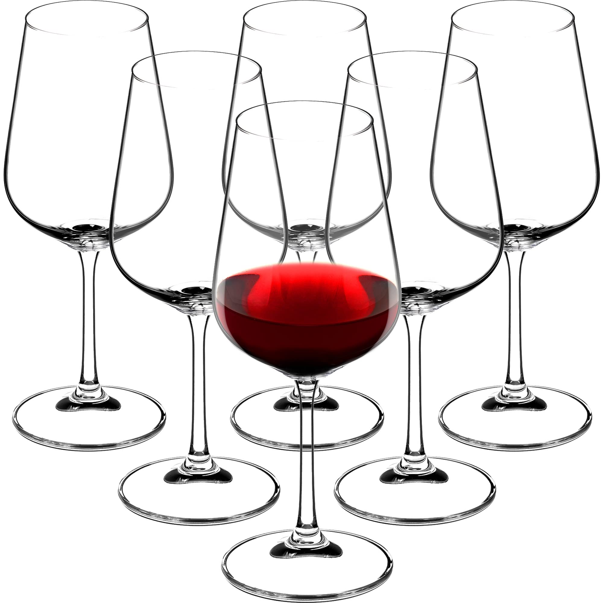 Premium Titanium Crystal Red Wine Glasses - Set of 6 (450ml) Large High Stemmed Elegant Glassware for Wedding, Birthday & Dinner Parties - Perfect for Cabernet, Merlot & Fine Wines