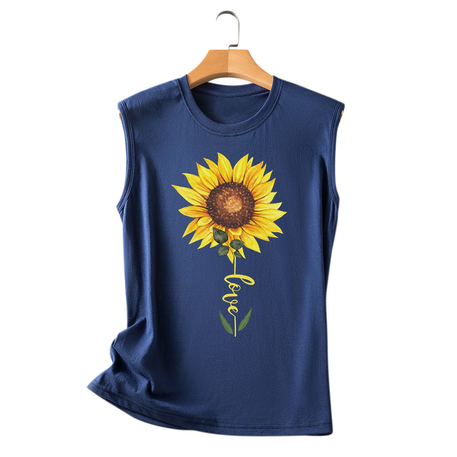Plus Size Sunflower Vest Top - Women's Casual Sleeveless Tank for Summer Outings