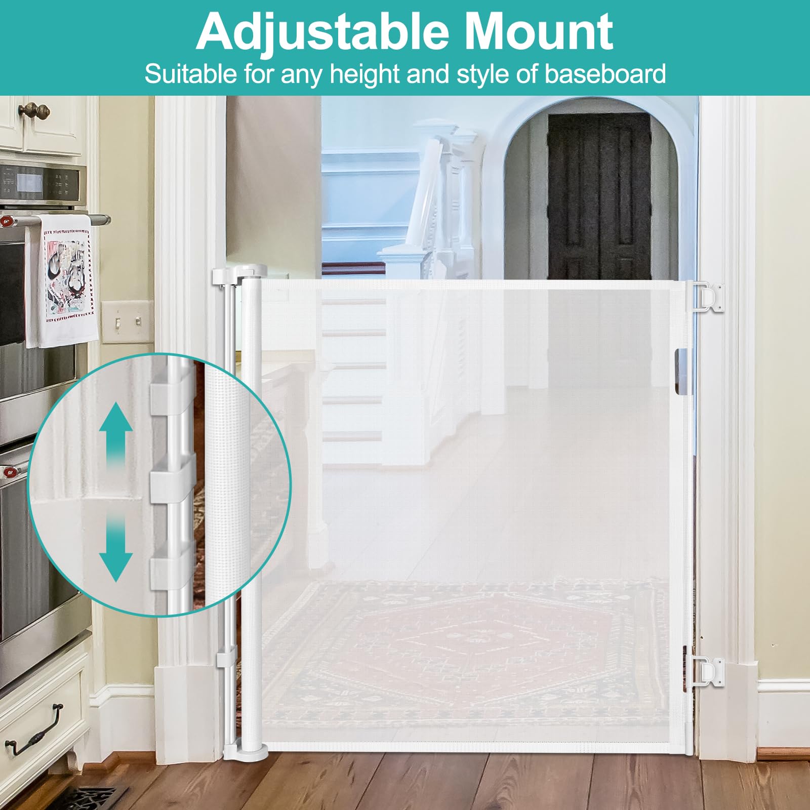 42 Inch Extra Tall Retractable Baby Gate - 55