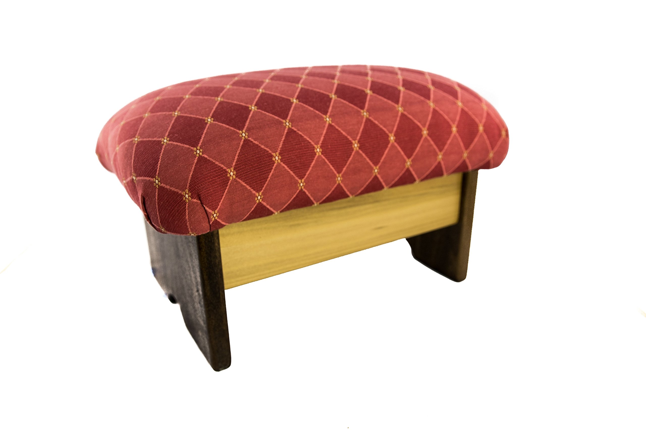 Luxury Padded Foot Stool 9 Inch - Premium Fabric Made in USA - Rococo Red Chic Stain Ottoman for Living Room, Bedroom & Office Comfort