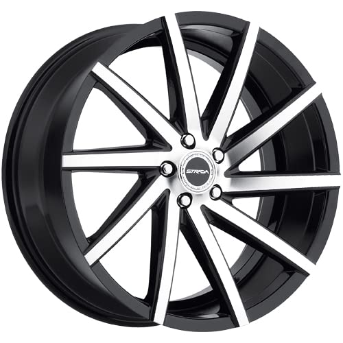 STRADA SEGA Custom Alloy Wheels - 22x9, 35 Offset, 5x120.65 Bolt Pattern, 72.6mm Hub - Gloss Black with Machined Face Rims for Trucks & SUVs | Perfect for Off-Roading, Street Performance & Custom Builds
