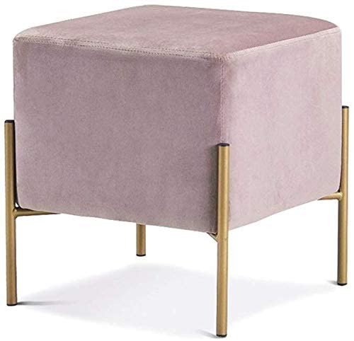 NMDCDH Wooden Makeup Vanity Stool - Upholstered Ottoman Footrest with Flannel Fabric, Low Profile Dressing Bench for Shoe Changing & Bedroom Decor - Perfect for Makeup Vanity, Bedroom Seating & Living Room Accent