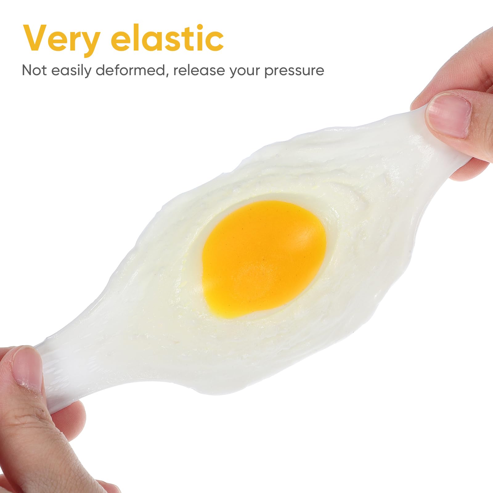 Kisangel 4Pcs Fake Fried Egg Squeeze Toys - Realistic Artificial Egg Play Food Models for Kitchen Pretend Play, Prank Props & Practical Jokes - Perfect for Kids Role Play, Party Gags and Photo Booth Props