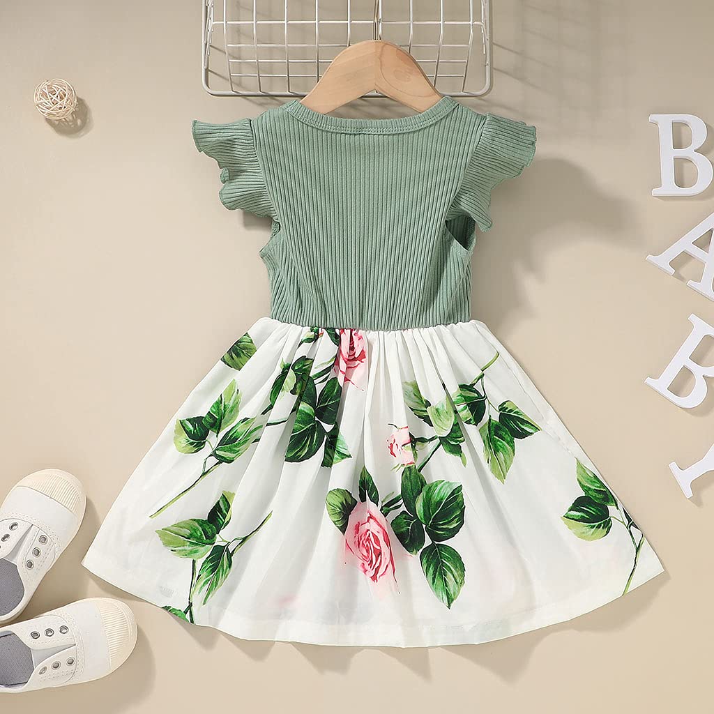 VINUOKER Toddler Girl Summer Floral Dress - Baby Girls Sundress with Ruffles, Casual Playwear for Beach, Party & Outdoor Activities