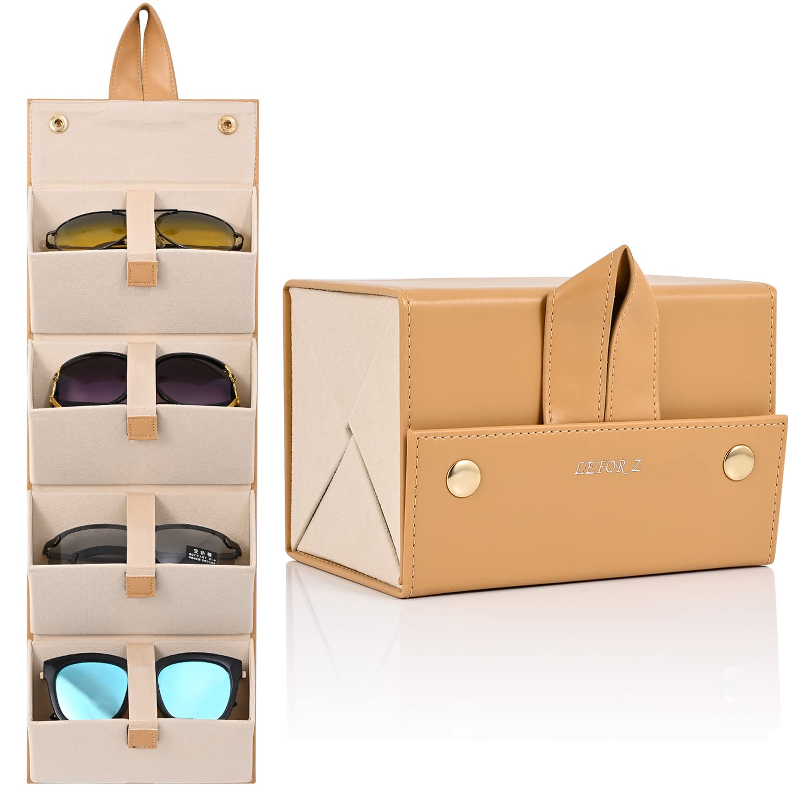LEFOR·Z Foldable Sunglasses Case - Travel Organizer for Multiple Pairs of Glasses, Eyewear Storage Box with Hard Shell Protection | Perfect for Travel, Beach, Outdoor Activities & Daily Use