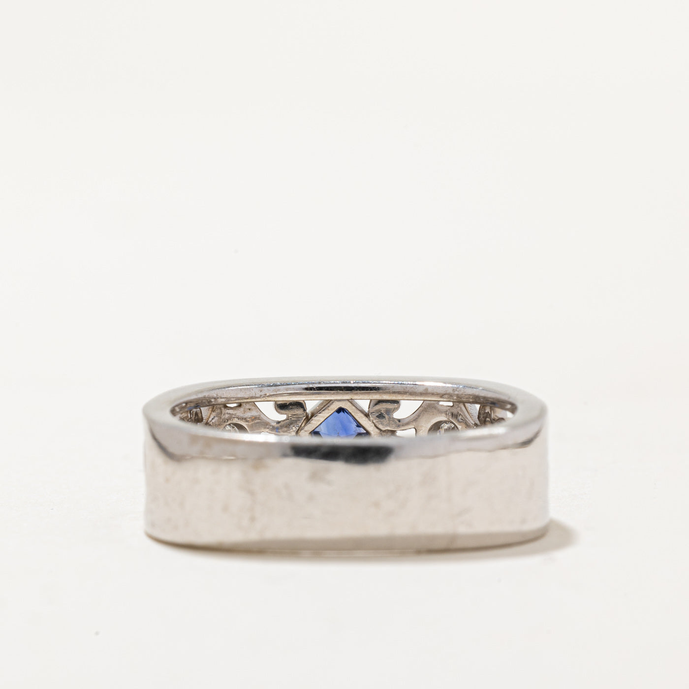 Sapphire and Diamond Soft Square Ring - 0.06ct Sapphire & 0.10ctw Diamond - Size 5.5 - Elegant Wedding, Engagement, Anniversary Jewelry Gift for Women