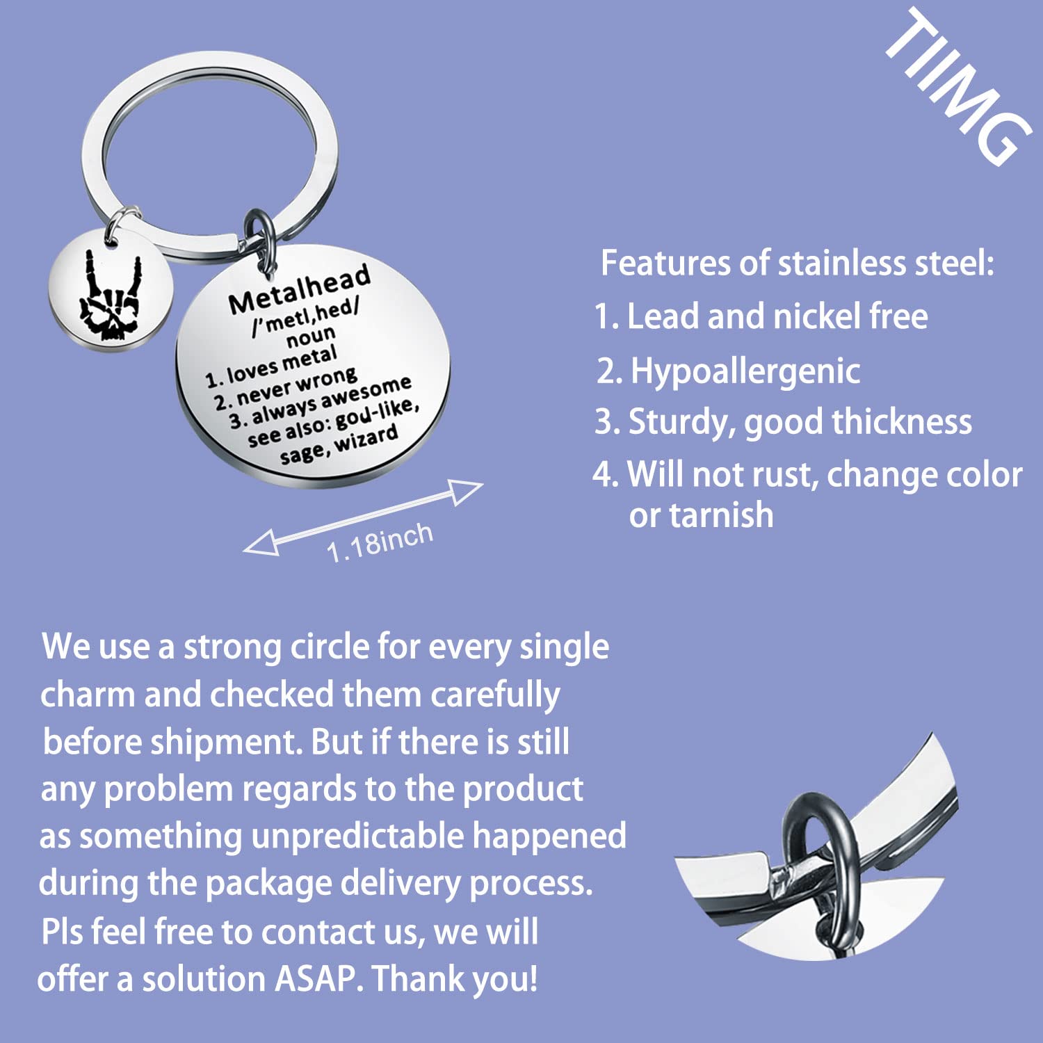 TIIMG Metalhead Keychain - Heavy Metal Band Fan Gift - Perfect for Concerts, Gifts & Everyday Carry