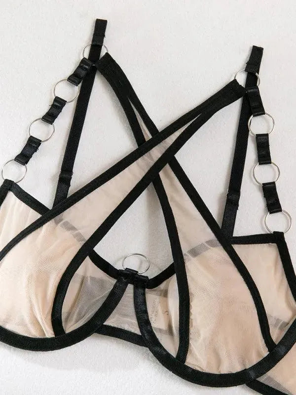 Sexy Women's Strappy Lingerie Set - Lace Bralette & Garter Belt - Perfect for Valentine's Day, Bridal Shower & Romantic Nights