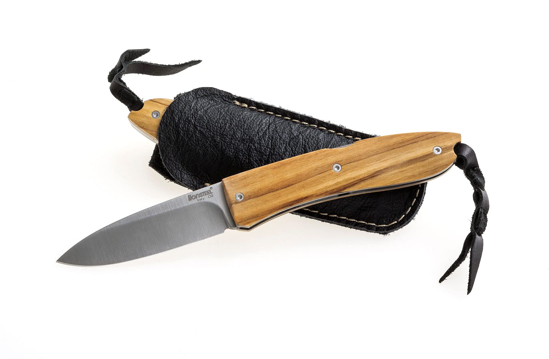 LionSteel Opera Lockback 8800 UL Pocket Knife - AISI D2 Semi-Stainless Steel Blade & Olive Wood Handle | EDC, Camping, Hunting, Outdoor Survival Gear