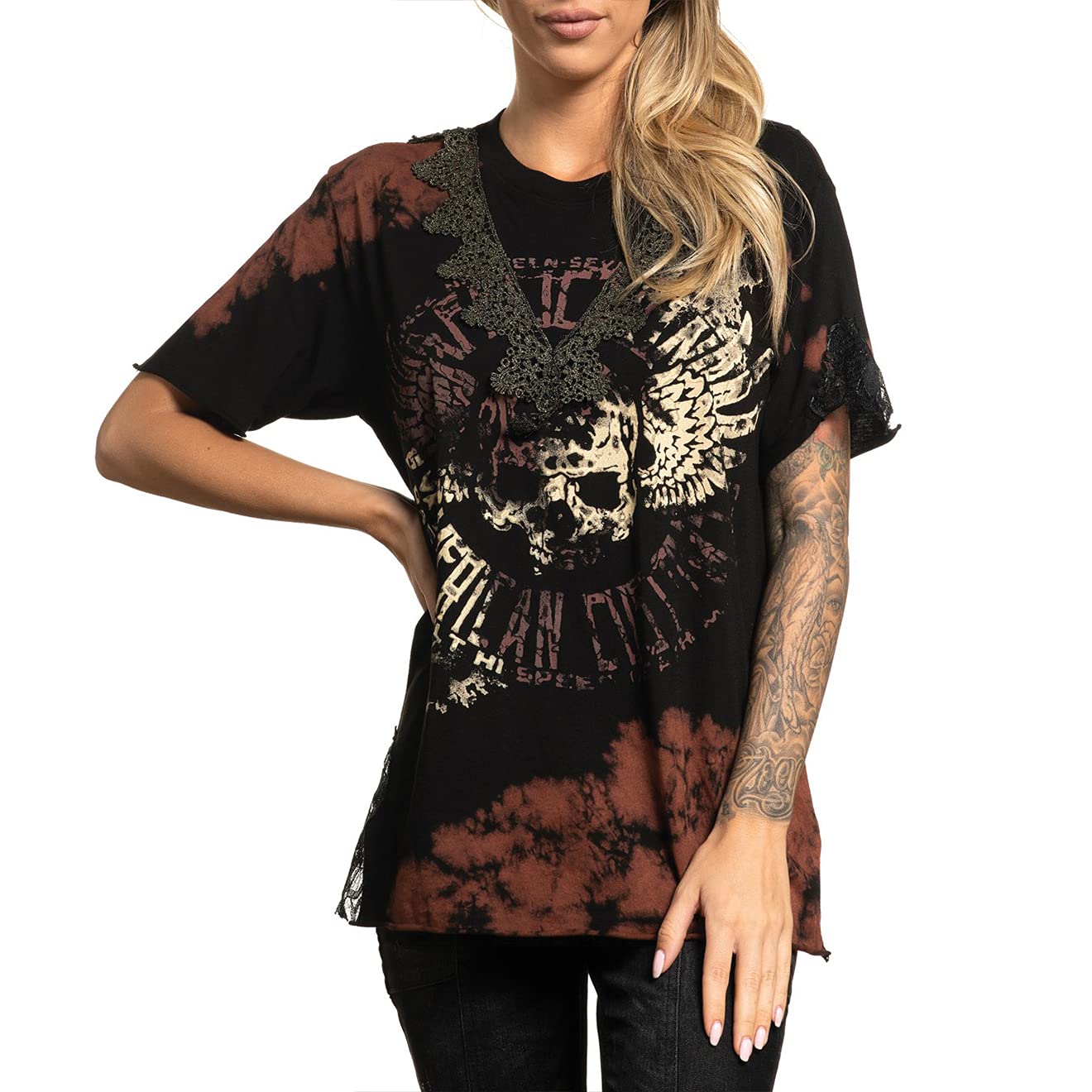 Affliction Women's Rhinestone Bling T-Shirts & Tops - Stylish Casual Wear for Parties, Clubs and Everyday Fashion