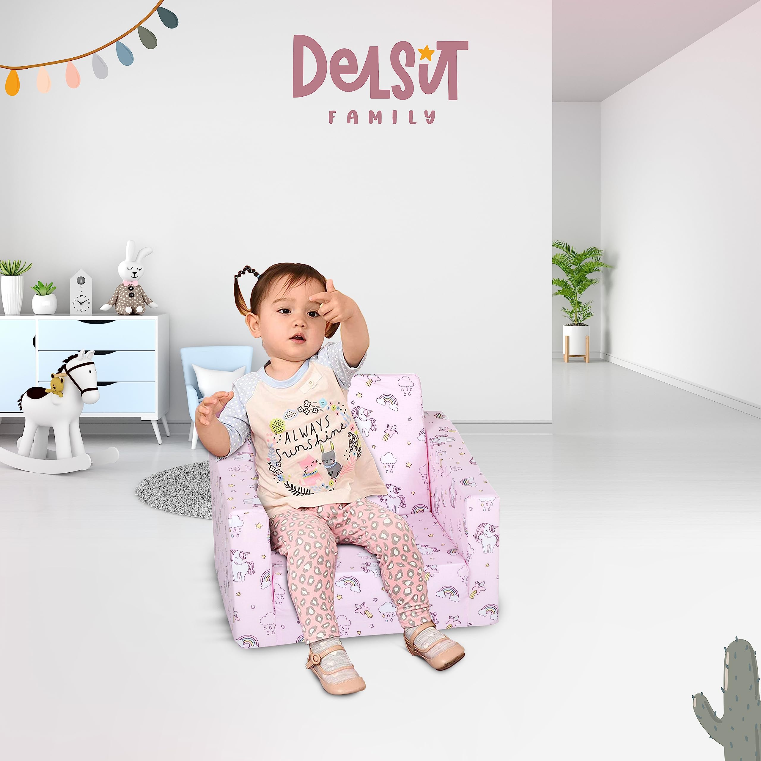 Delsit Kids Convertible Sofa - 2-in-1 Toddler Armchair & Lounger with Flip-Out Design, Soft Foam Couch for Boys & Girls, European-Made - Perfect for Playrooms, Bedrooms & Nursery Relaxation