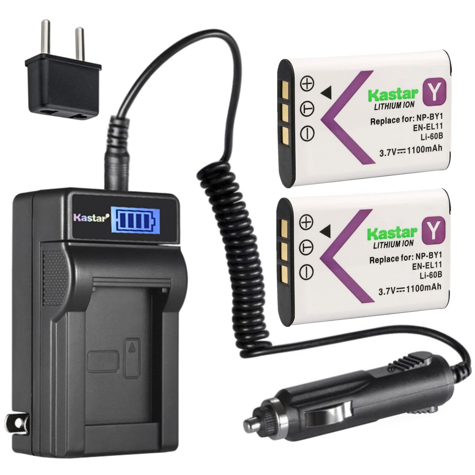 Kastar 2-Pack EN-EL11 Replacement Battery & LCD AC Charger Kit for Nikon EN-EL11 ENEL11 Batteries - Compatible with Nikon MH-64 MH64 Charger, COOLPIX S550/S560 Digital Cameras - Perfect for Travel, Photography & Backup Power