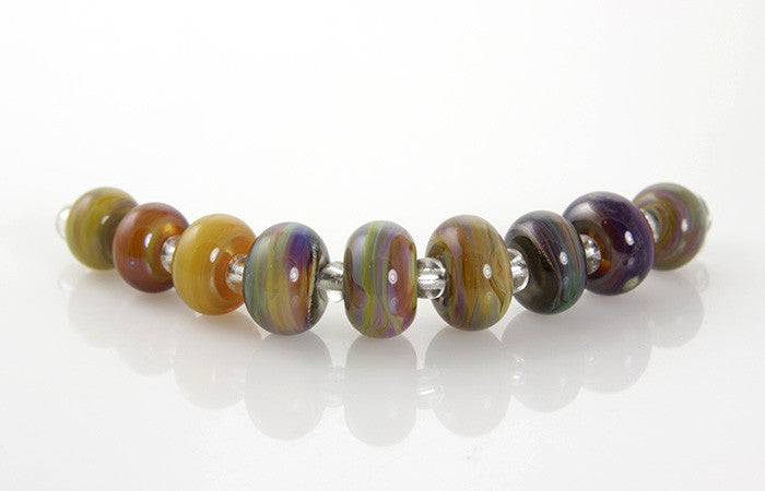 Vibrant Handmade Lampwork Glass Beads with Striated Patterns - Perfect for Jewelry Making, DIY Crafts, and Beading Projects