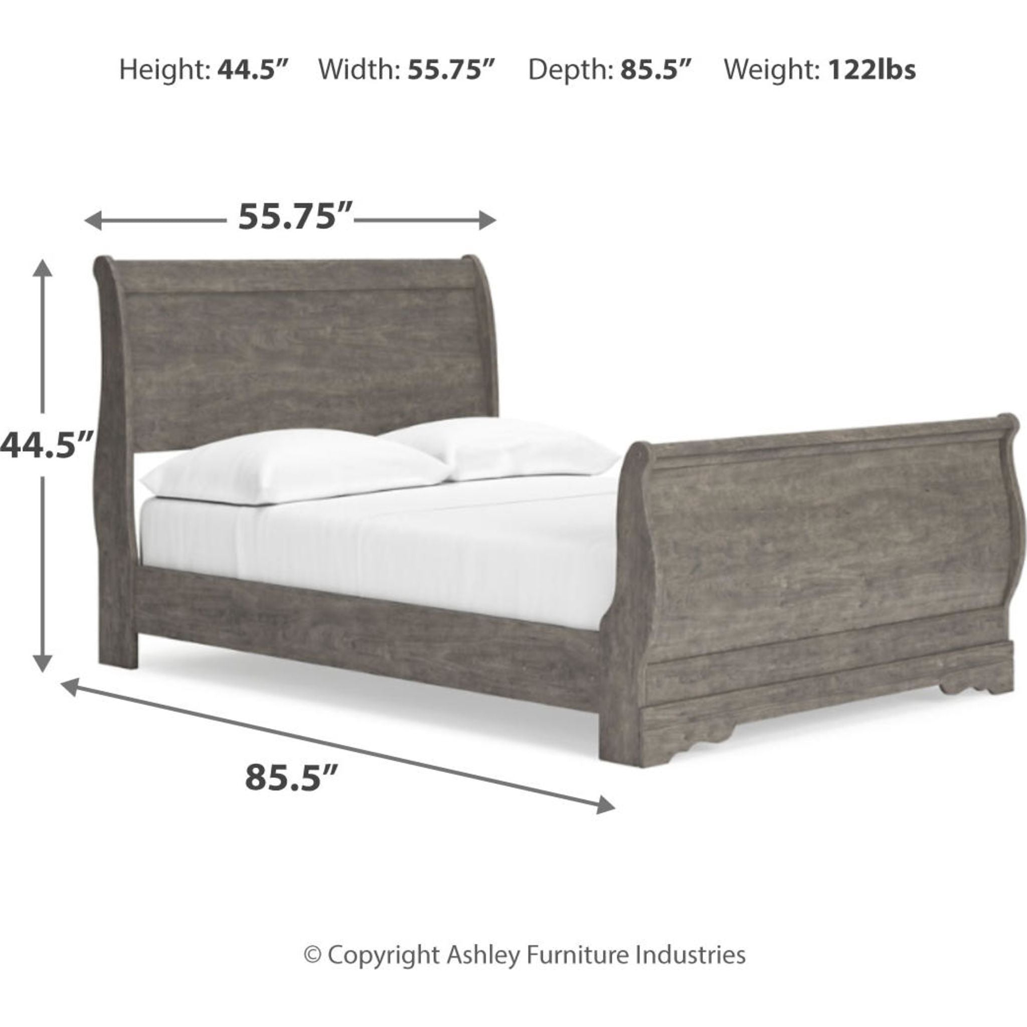 Bayzor 5-Piece Full Bedroom Set in Gray - Modern Bed Frame, Nightstand & Dresser for Cozy Bedroom Decor | Perfect for Guest Rooms, Apartments & Dormitories
