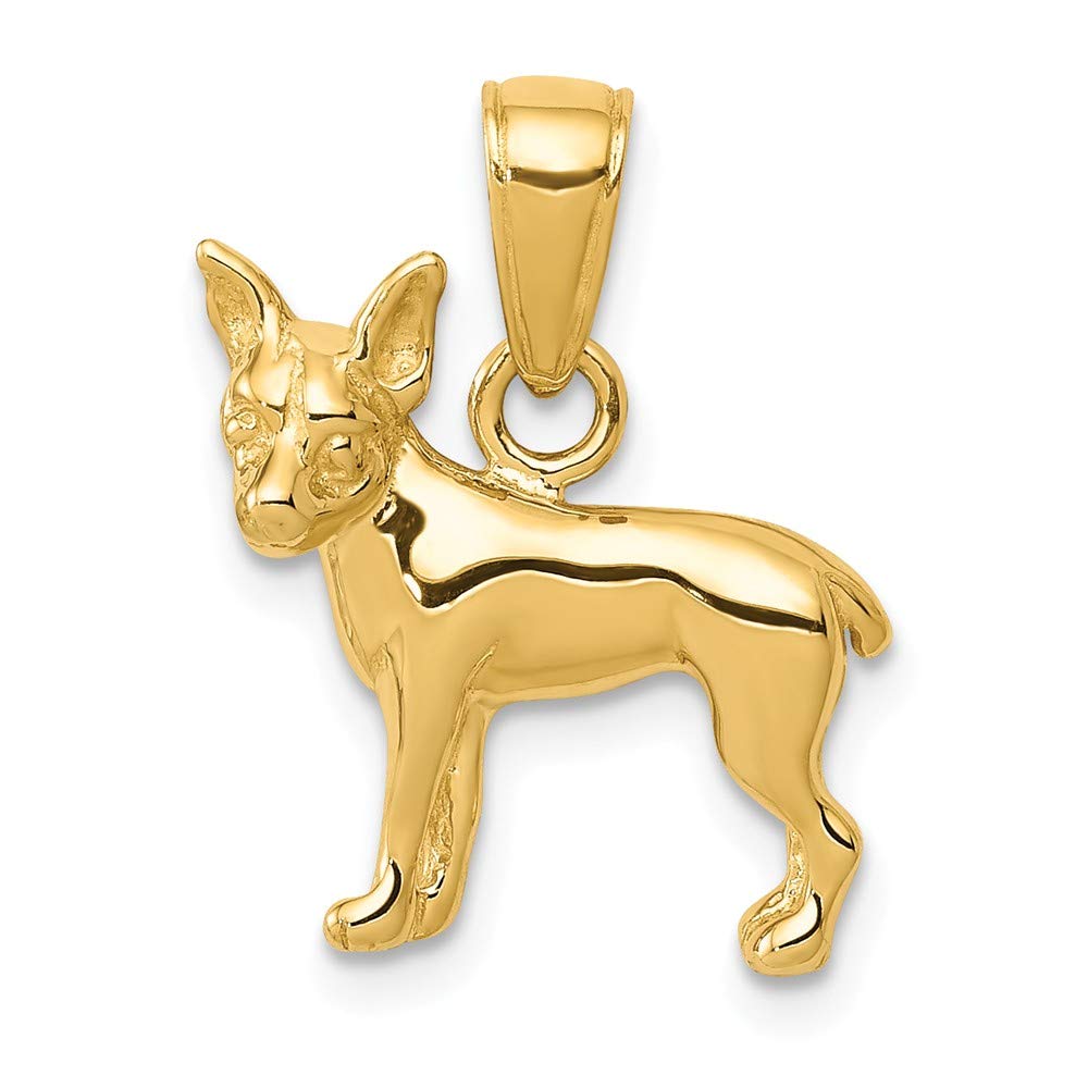14K Yellow Gold Chihuahua Dog Pendant Necklace - Dainty Pet Jewelry for Dog Lovers - Perfect Gift for Pet Owners & Animal Lovers - Birthday, Anniversary, Christmas Present