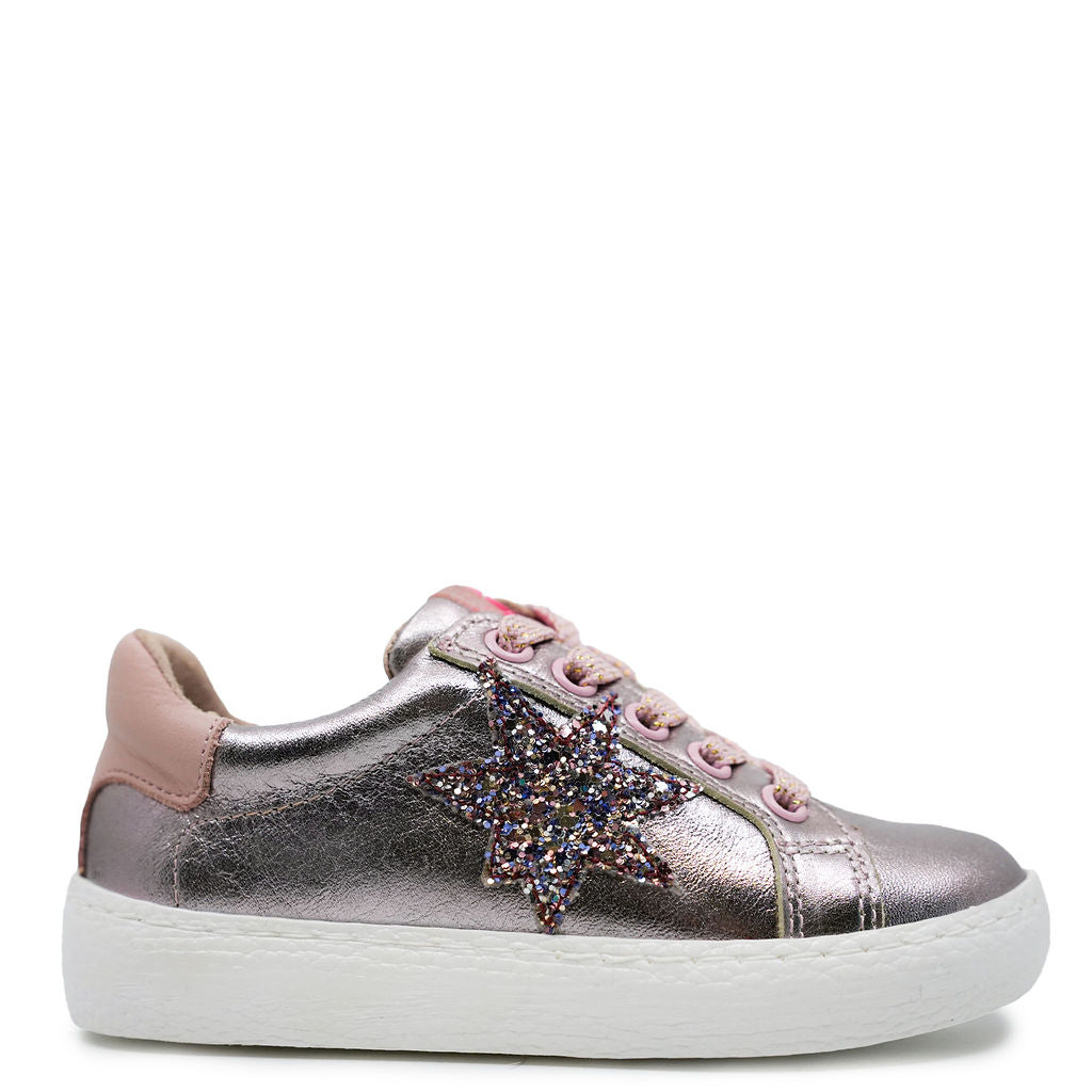 Acebos Women's Pink Glitter Star Zipper Sneakers - Fashion Casual Shoes for Women, Girls | Perfect for Parties, Daily Wear & Street Style